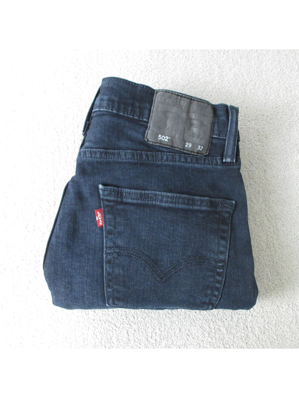 Levis 502 Jeans Mens 29x30 (Tag 29x32) Tapered Leg Dark Wash Denim Stretch